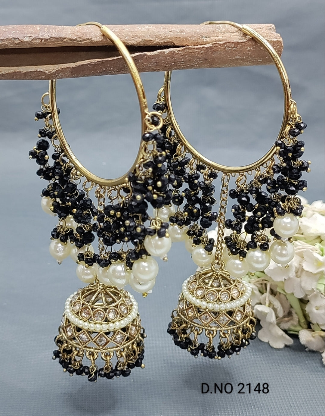 Polki Mehandi Bali Jhumki Combo Earring Sku 2148 E1 rchiecreation