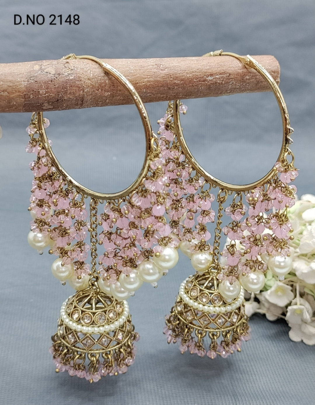 Polki Mehandi Bali Jhumki Combo Earring Sku 2148 E1 rchiecreation