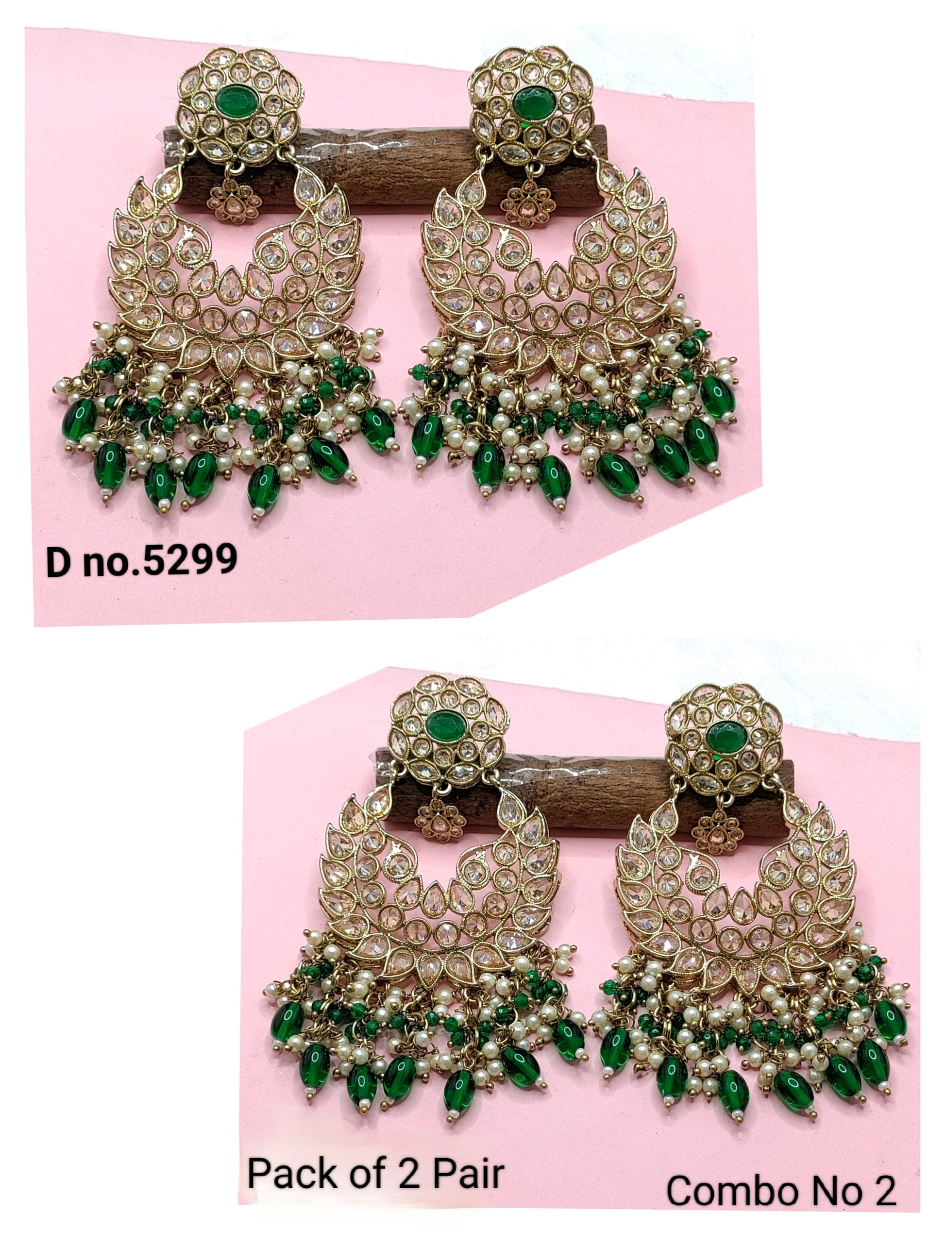 Polki Mehandi Combo Earrings Sku 5299 rchiecreation
