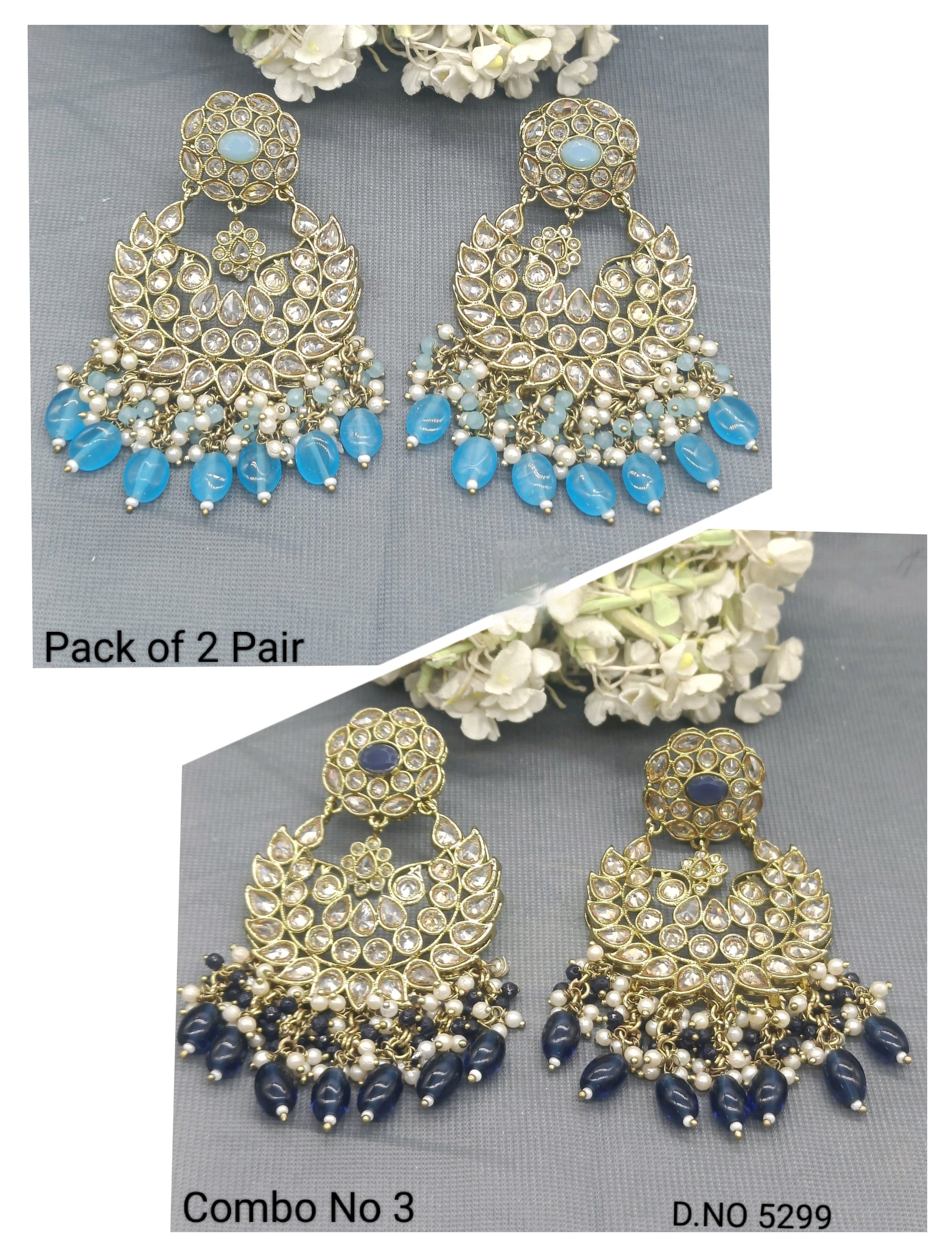 Polki Mehandi Combo Earrings Sku 5299 rchiecreation