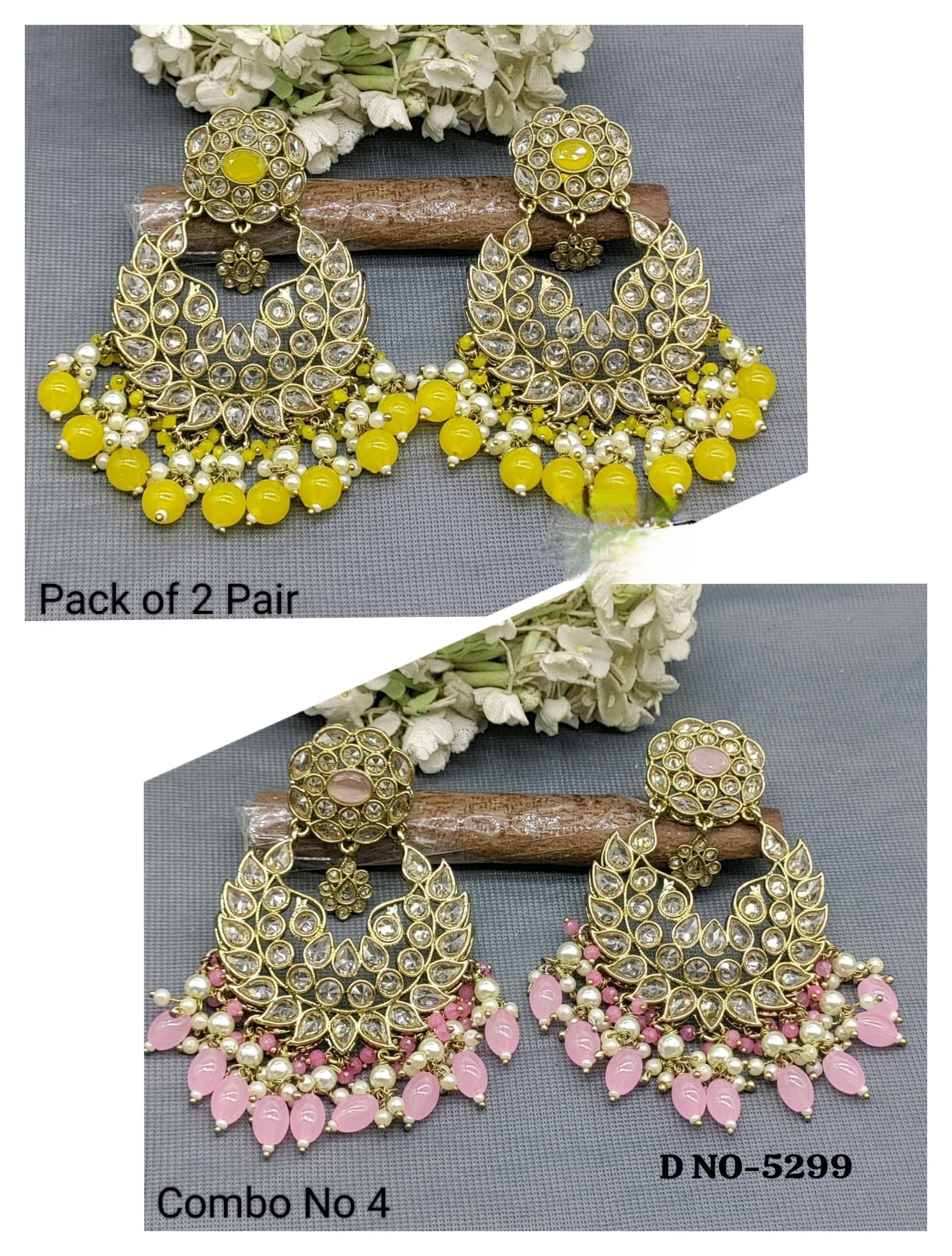 Polki Mehandi Combo Earrings Sku 5299 rchiecreation