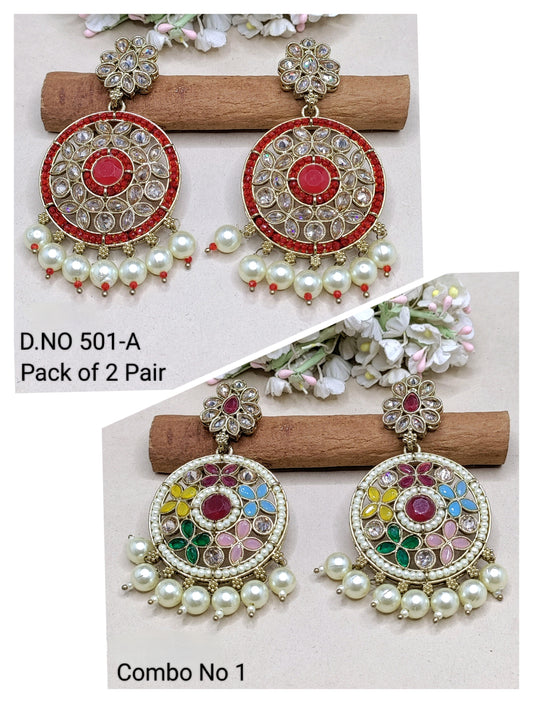 Polki Mehandi Combo Earrings Sku 501-A rchiecreation