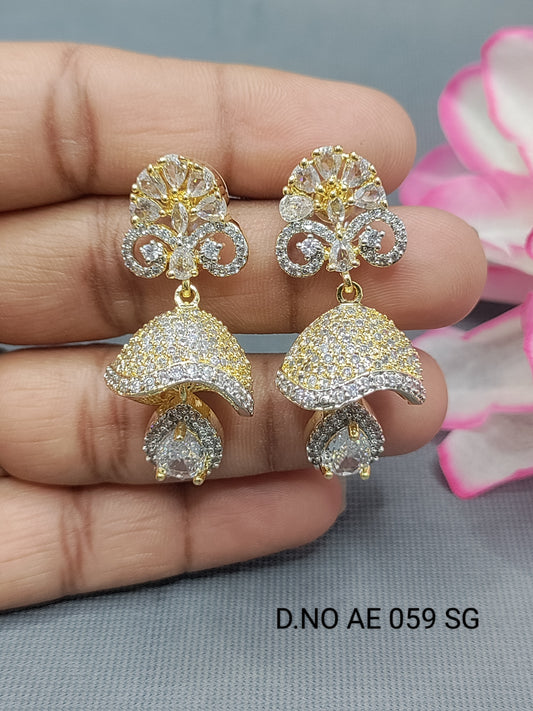 Cz Ad Jhumki Earrings Sku AE 059 SG rchiecreation