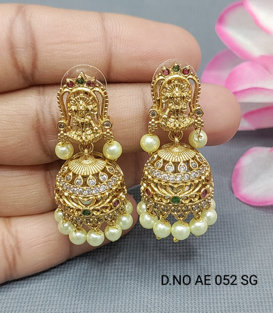 Antique Golden Jhumki Earrings Sku AE 052 SG rchiecreation