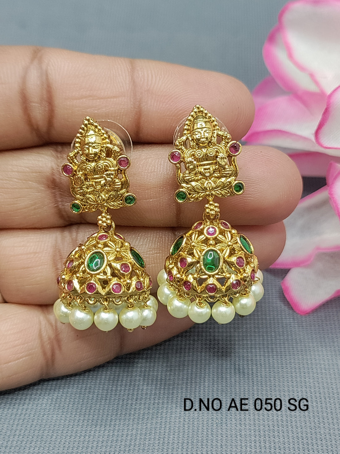 Cz Ad Antique Golden Jhumki Earrings Sku AE 050 SG rchiecreation