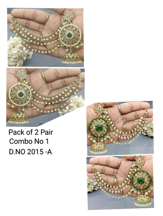 Polki Mehandi Bahubali Combo Earrings Sku 2015 rchiecreation