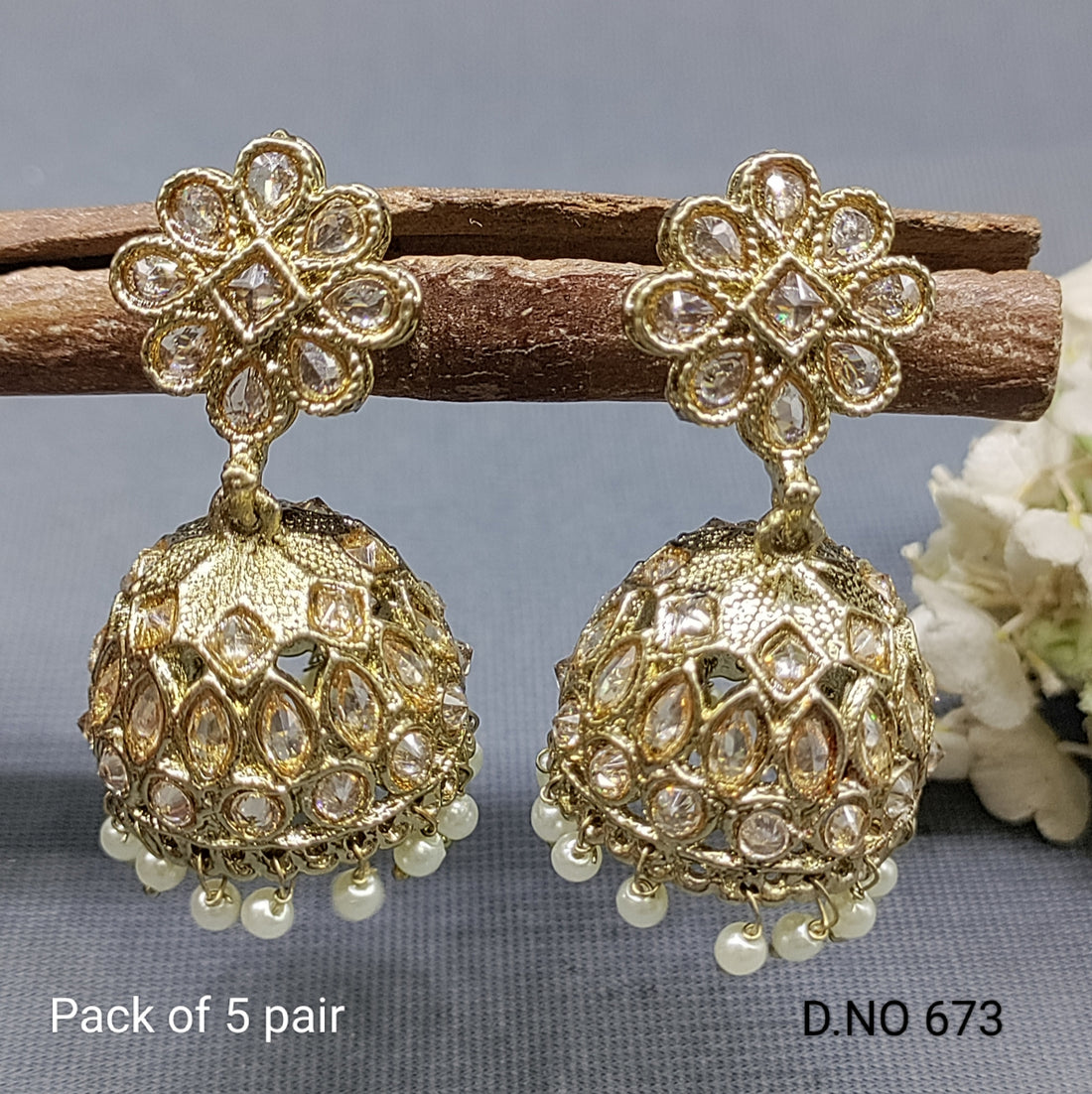 Polki Mehandi Jhumki Earring Sku 673-A rchiecreation