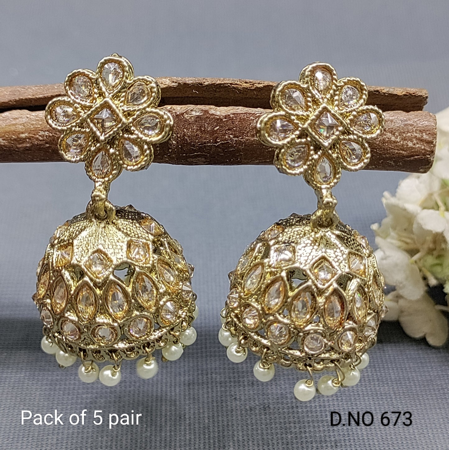 Polki Mehandi Jhumki Earring Sku 673-A rchiecreation