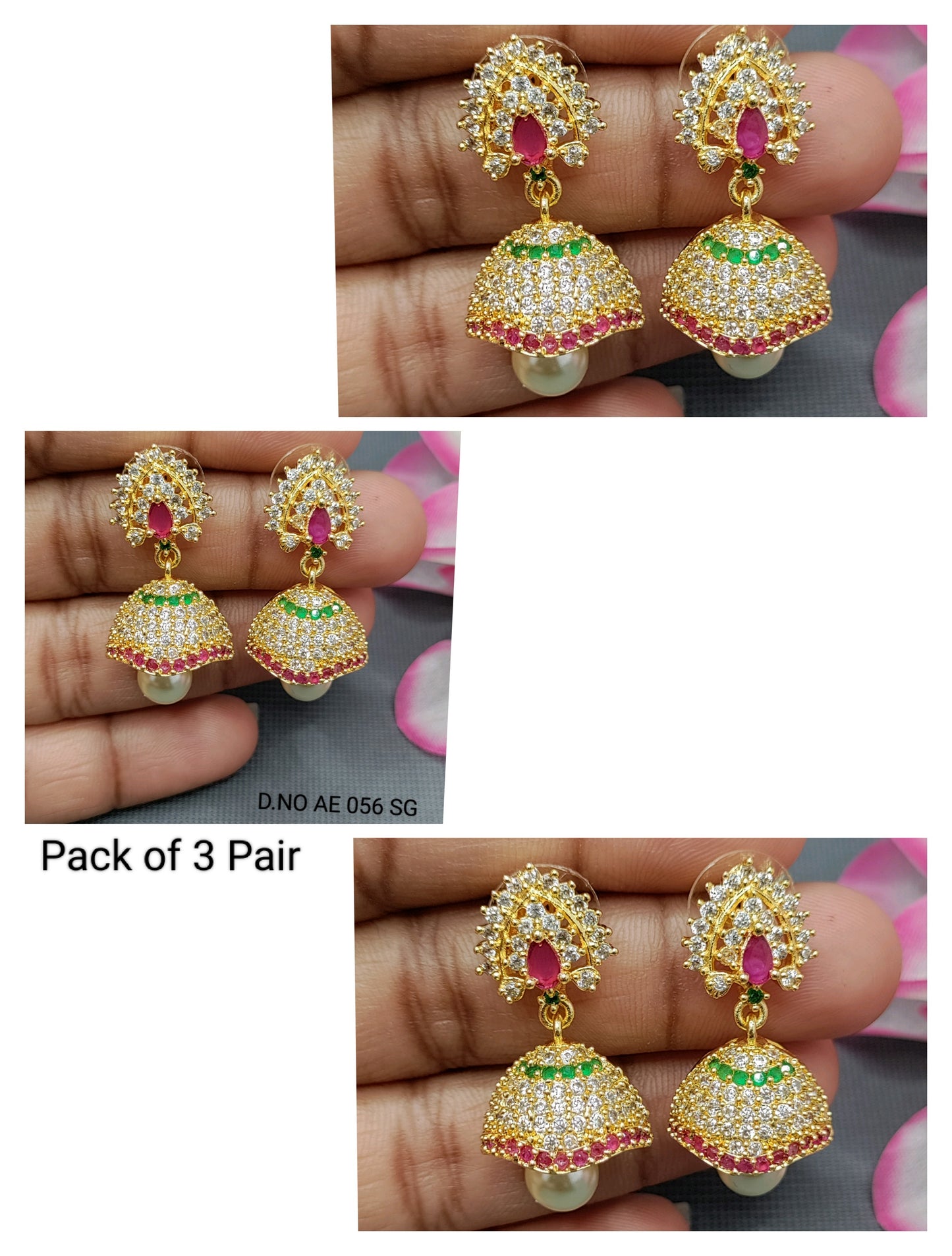 Golden Jhumki Earring Sku AE 056 SG rchiecreation