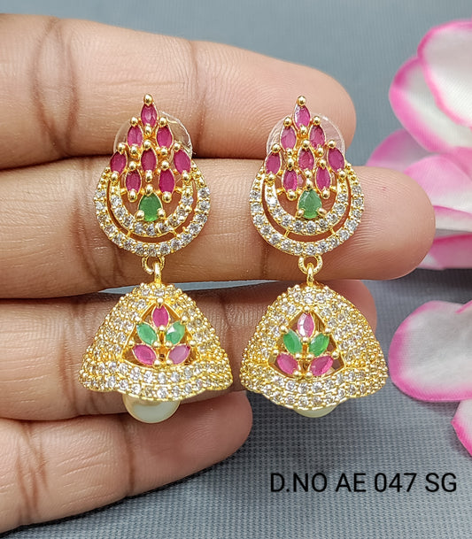 Golden Jhumki Earring Sku AE 047 SG rchiecreation