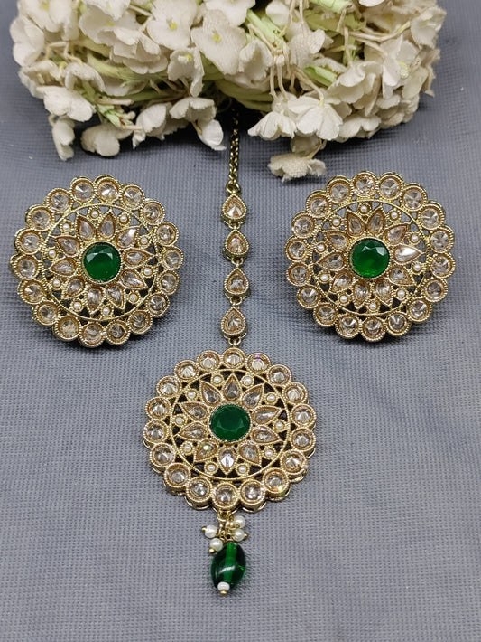 Polki Mehandi Earring & Tica Sku 1049 rchiecreation