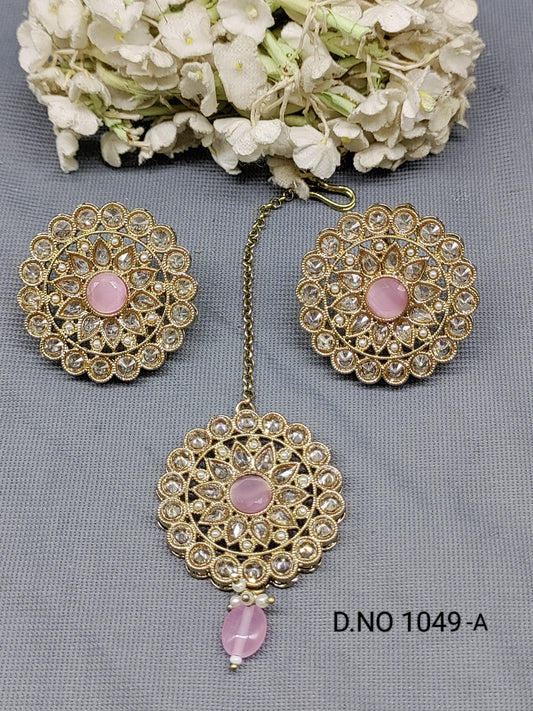 Polki Mehandi Earring & Tica Sku 1049 -A rchiecreation