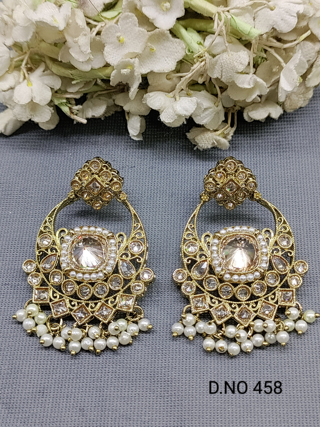 Polki Mehandi Earring Sku 458 rchiecreation