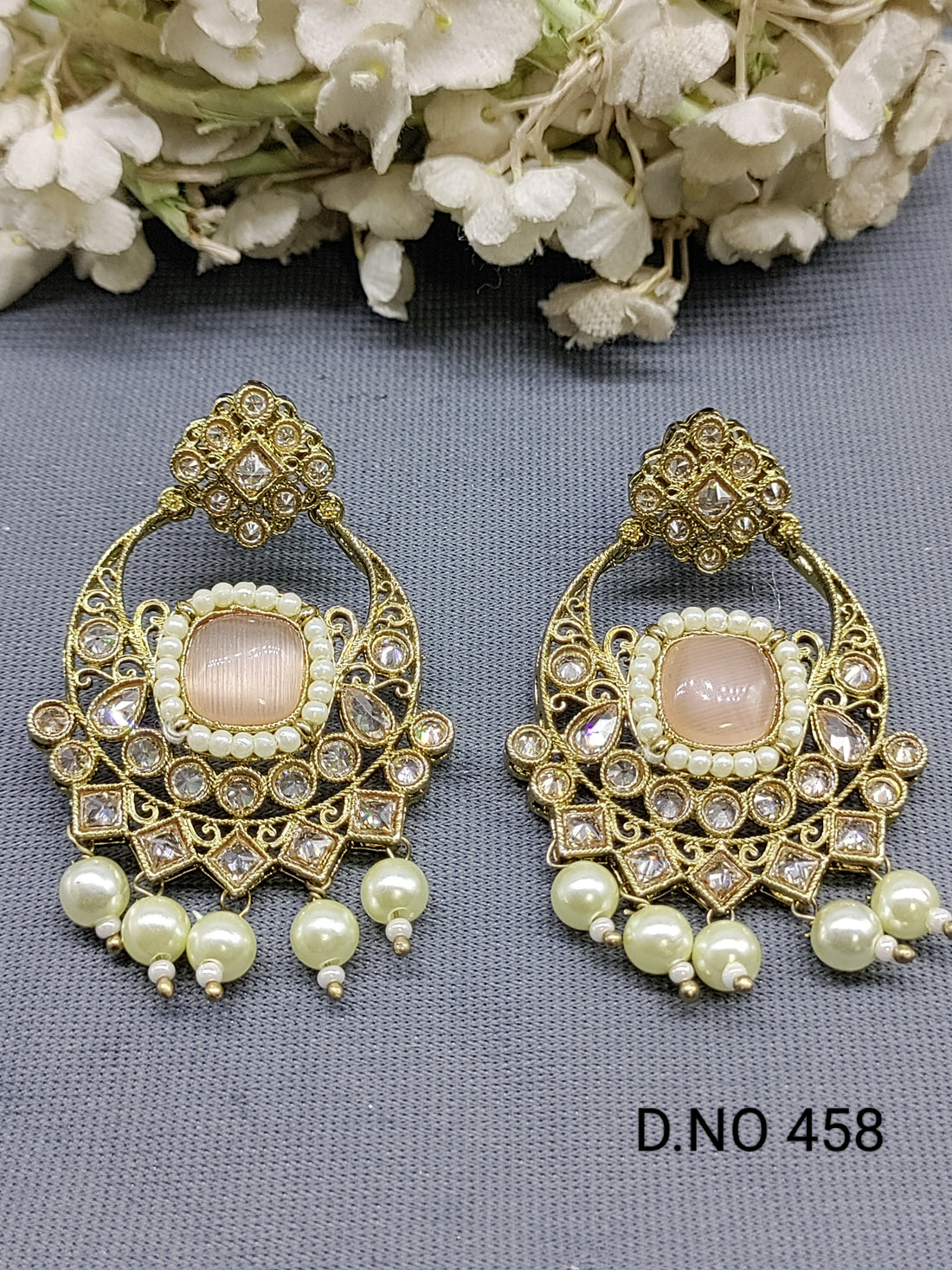 Polki Mehandi Earring Sku 458 rchiecreation