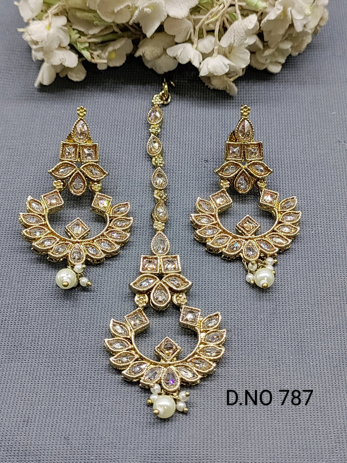 Polki Mehandi Earring & Tica Sku 787 rchiecreation