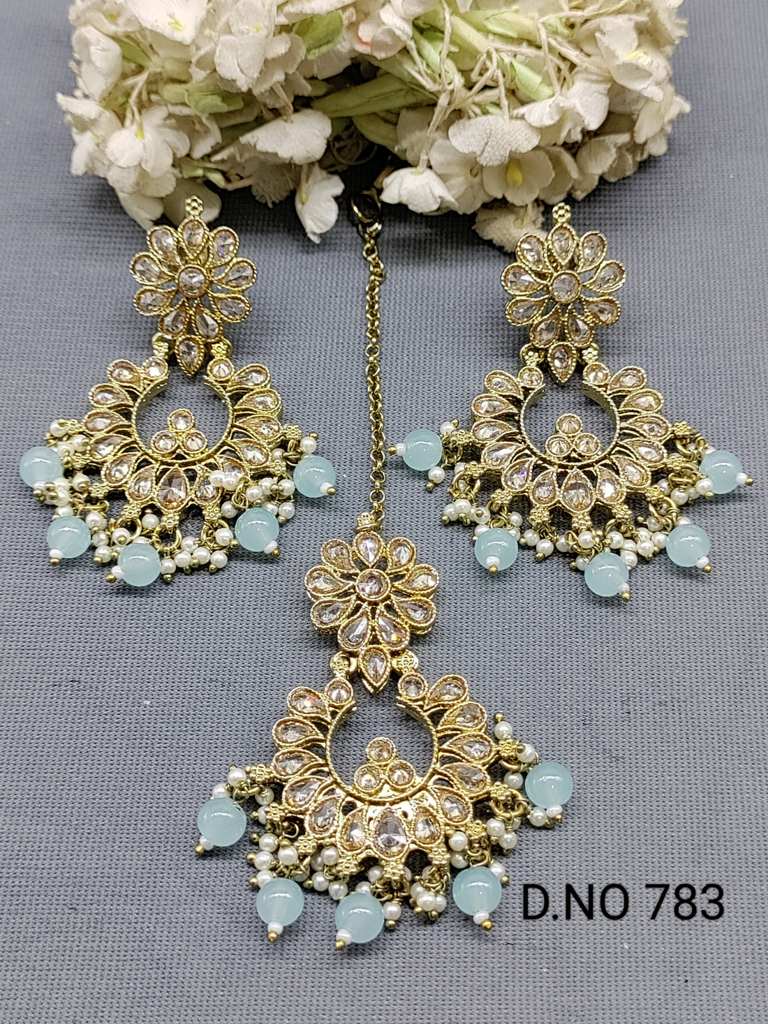 Polki Mehandi Earring & Tica Sku 783 rchiecreation
