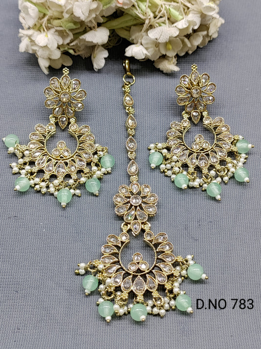 Polki Mehandi Earring & Tica Sku 783 rchiecreation