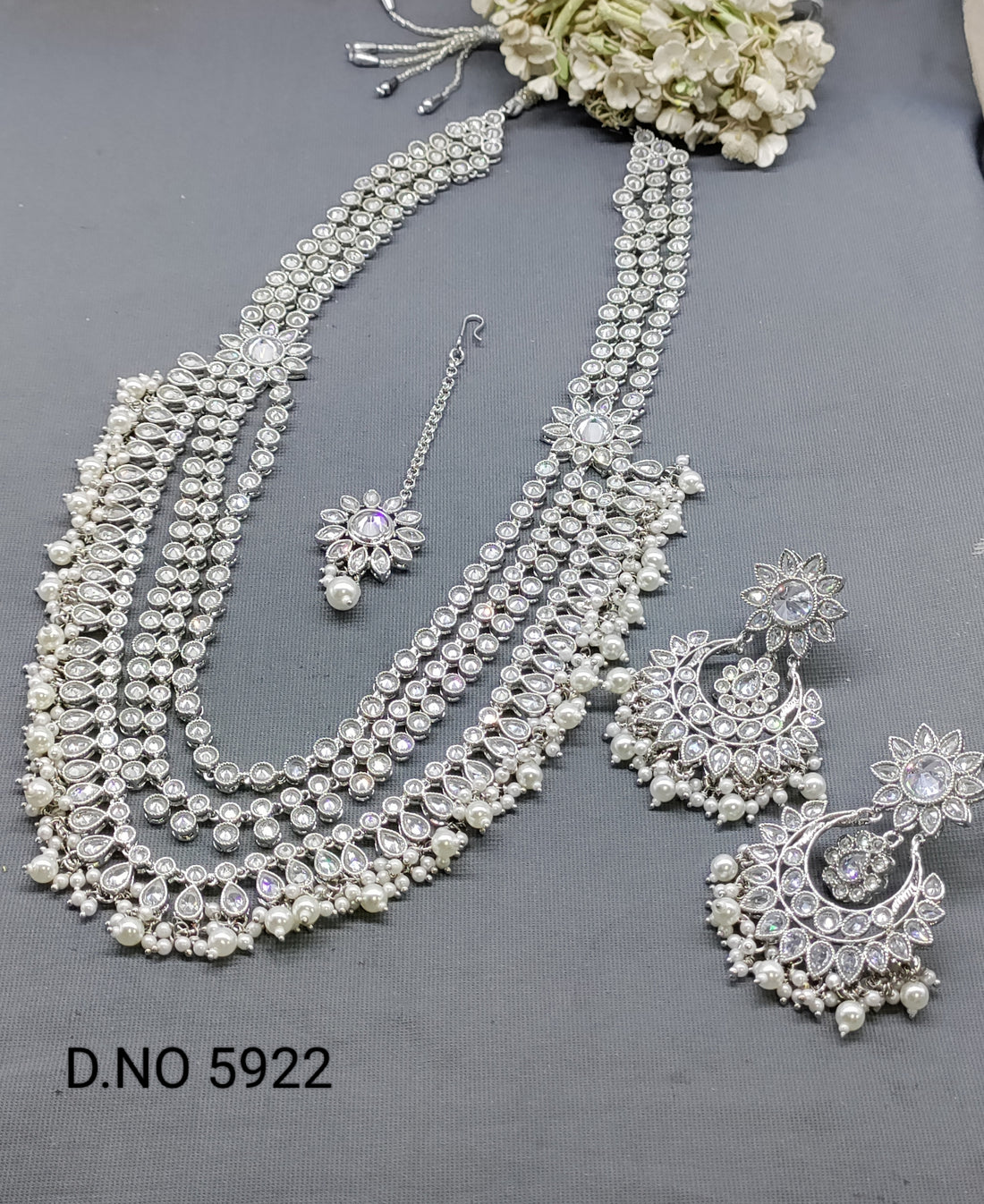Polki Mehandi long Necklace Set Sku 5922 rchiecreation