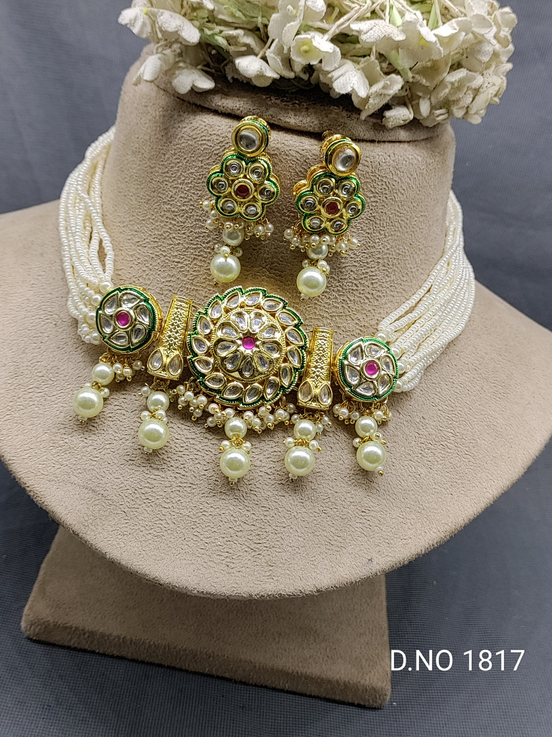 Kundan Golden Choker Necklace Sku 1817 rchiecreation