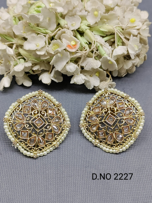 Polki Mehandi Stud & Tops Earring Sku 2227 rchiecreation