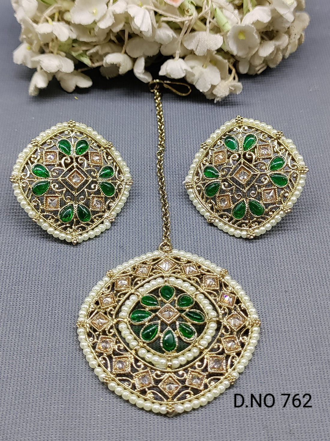 Polki Mehandi Earring & Tica Sku 762-A rchiecreation