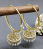 Golden Kundan Hoop Bali Jhumki Earring Sku 2228 rchiecreation