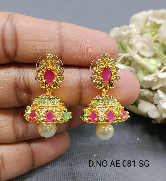 Cz Ad Golden Jhumki Earring Sku AE 081 SG rchiecreation