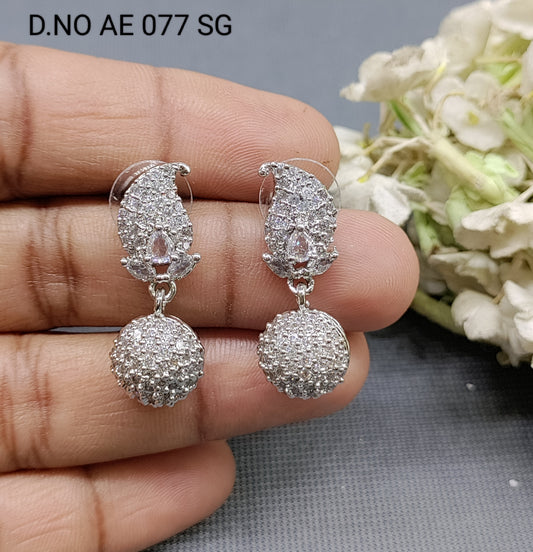 Cz Ad Rodium Jhumki Earring Sku AE 077 SG rchiecreation