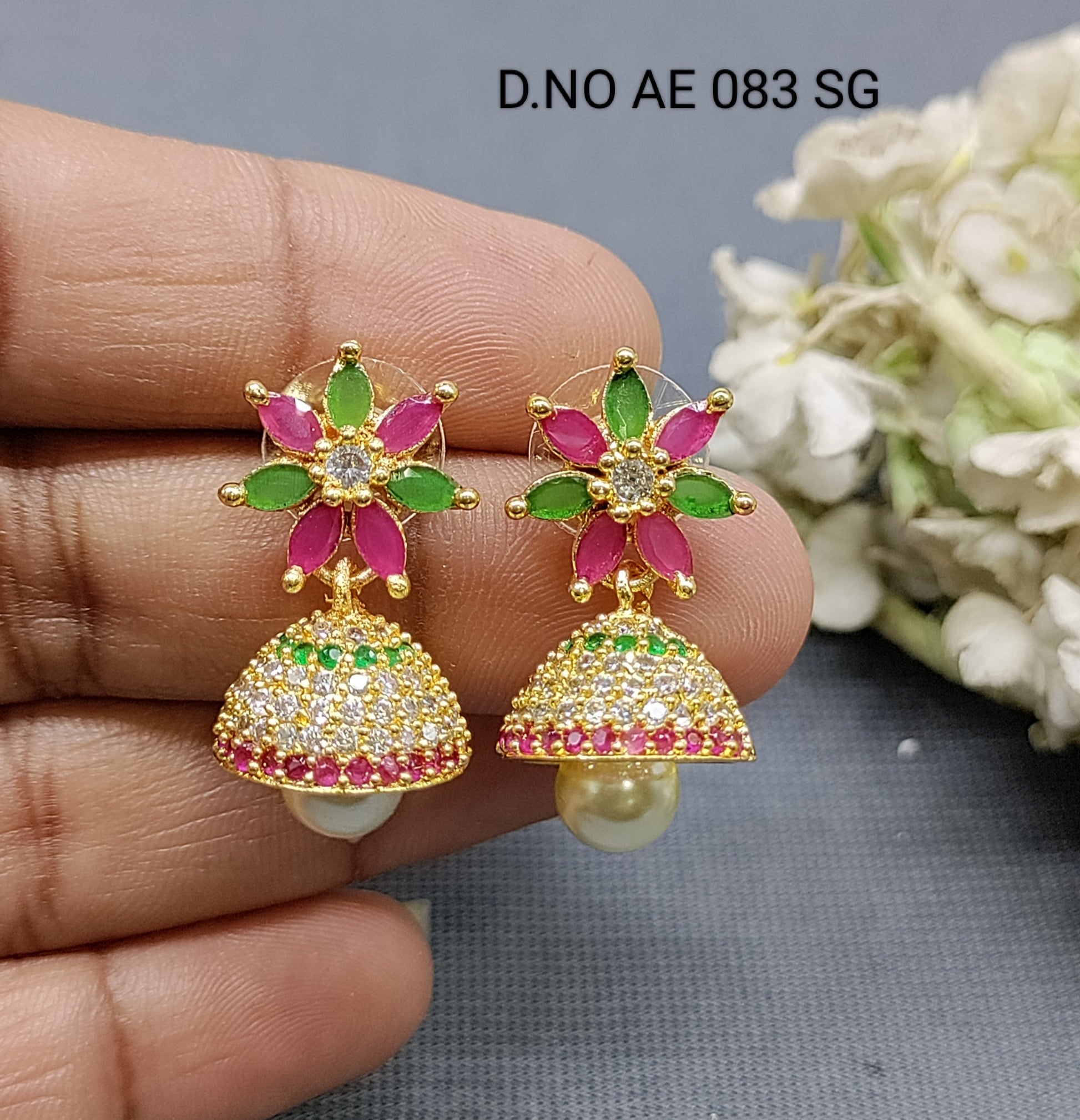 Cz Ad Golden Jhumki Earring Sku AE 083 SG rchiecreation