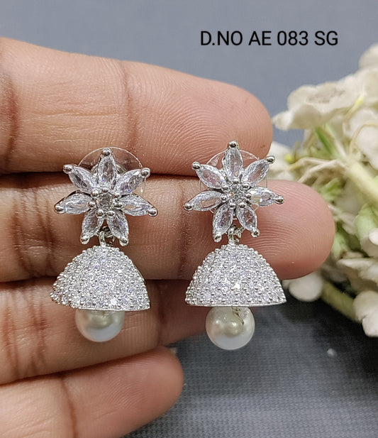 Cz Ad Rodium Jhumki Earring Sku AE 083 SG rchiecreation