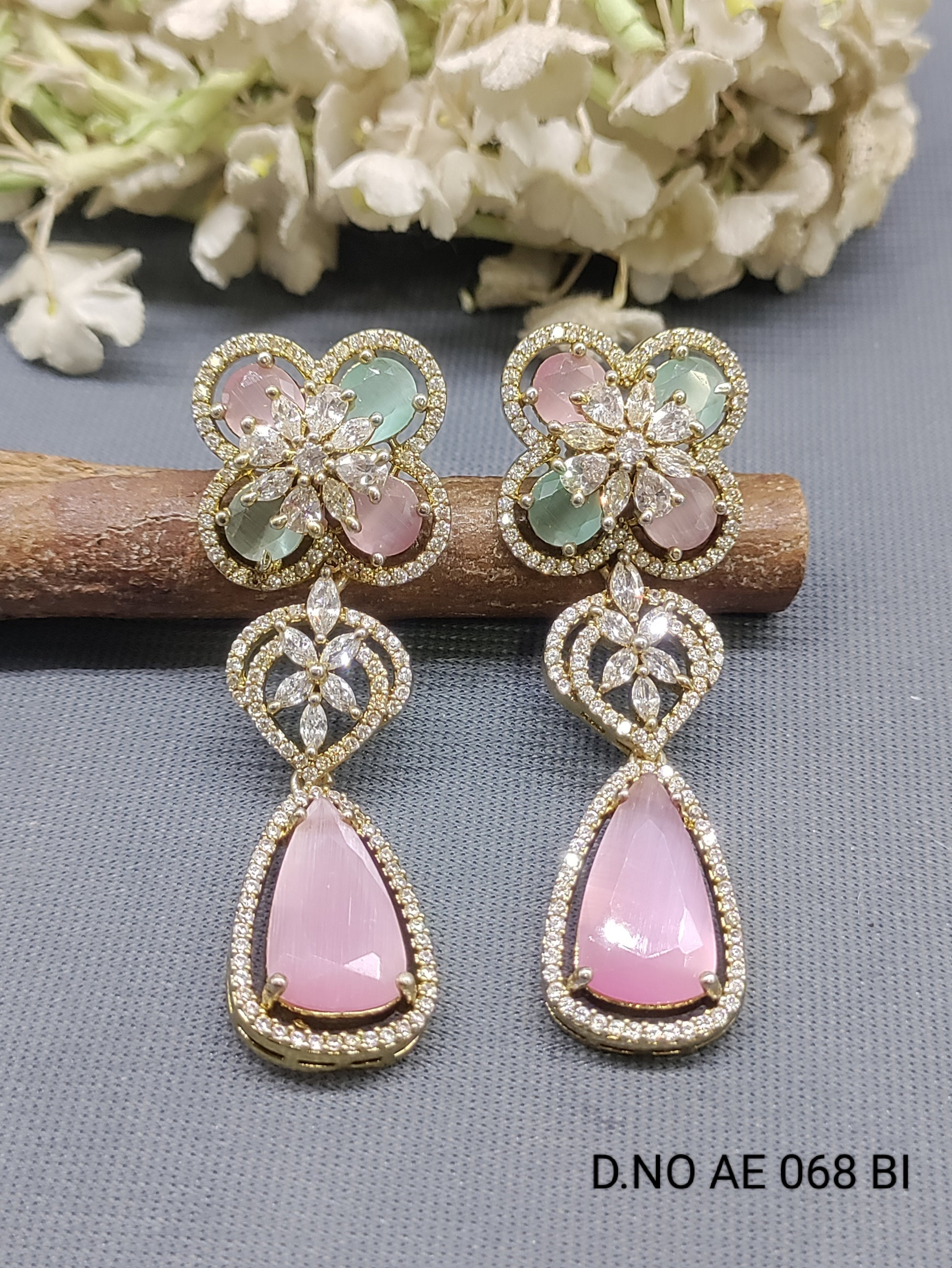 Cz Ad Mehandi Earrings Sku AE 068 BI rchiecreation