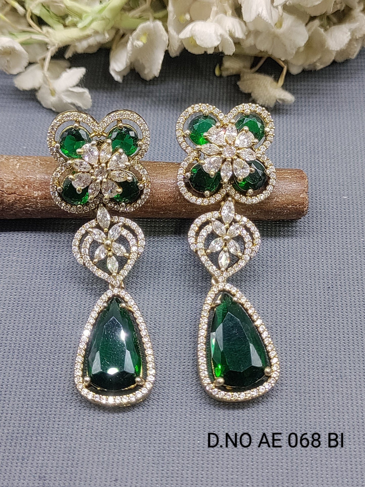 Cz Ad Mehandi Earrings Sku AE 068 BI rchiecreation