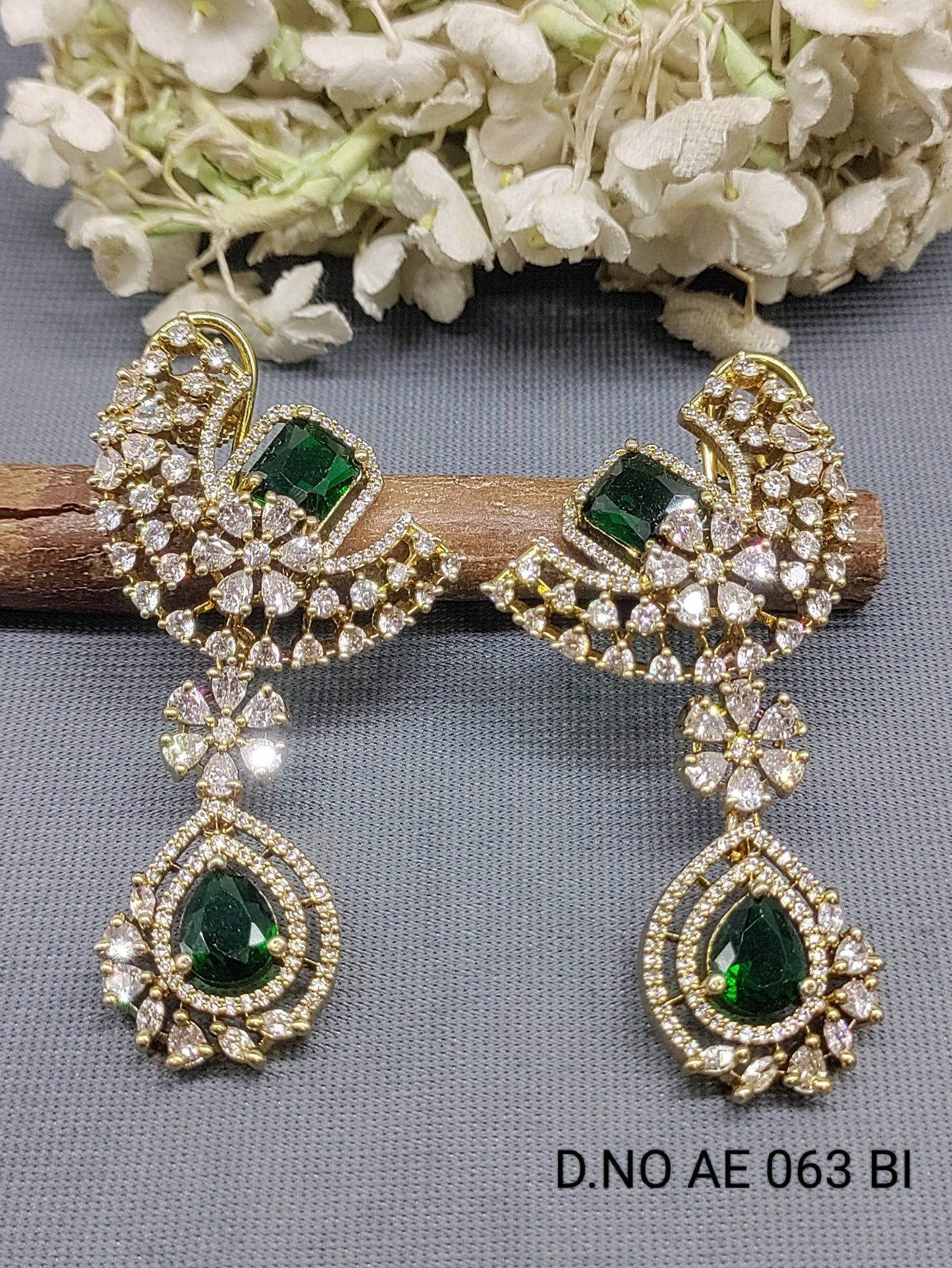 Cz Ad Mehandi Earrings Sku AE 063 BI rchiecreation