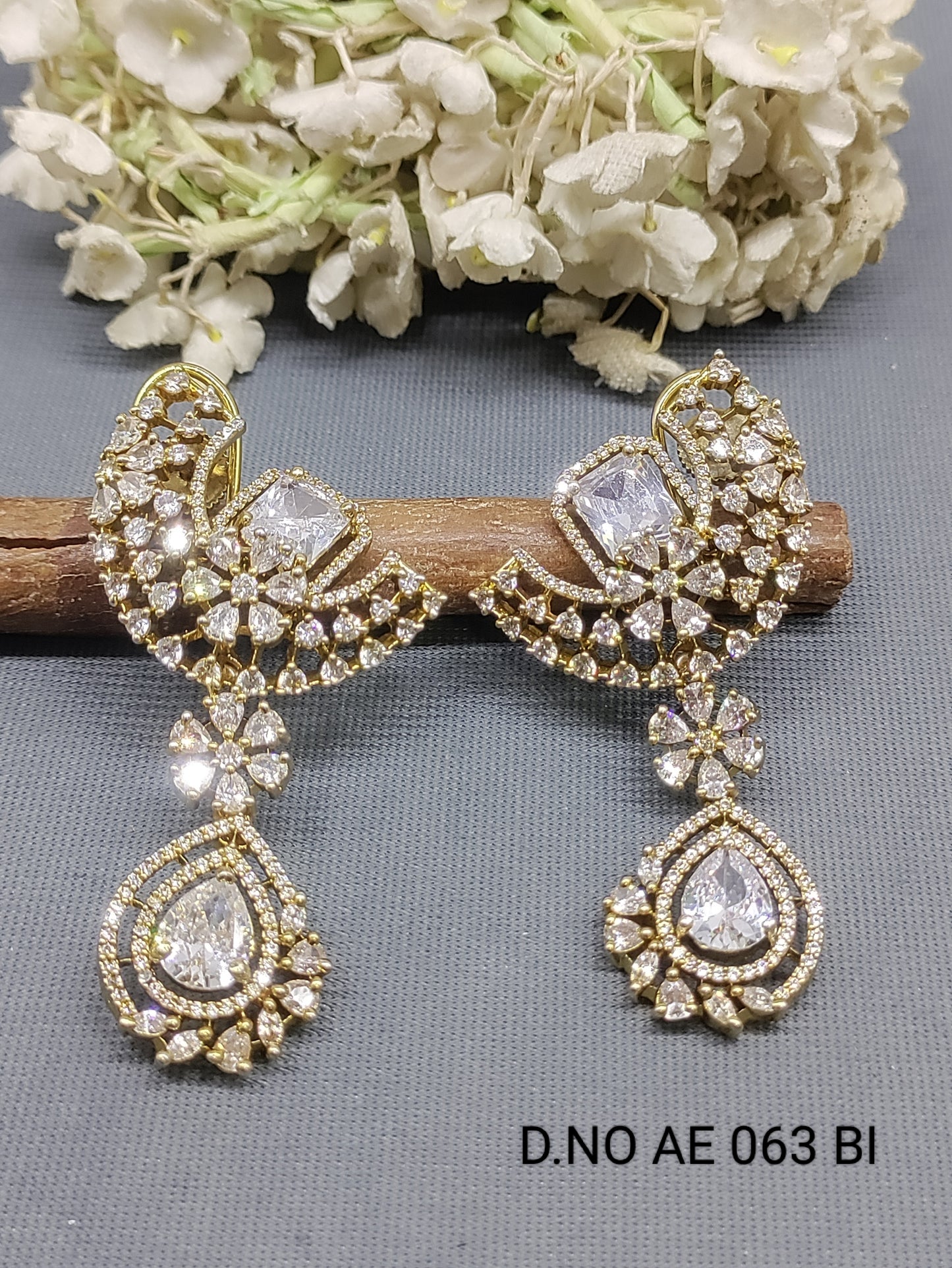 Cz Ad Mehandi Earrings Sku AE 063 BI rchiecreation