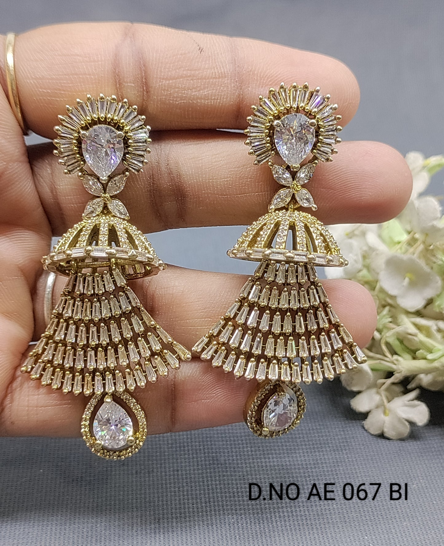 Cz Ad Mehandi Earrings Sku AE 067 BI rchiecreation