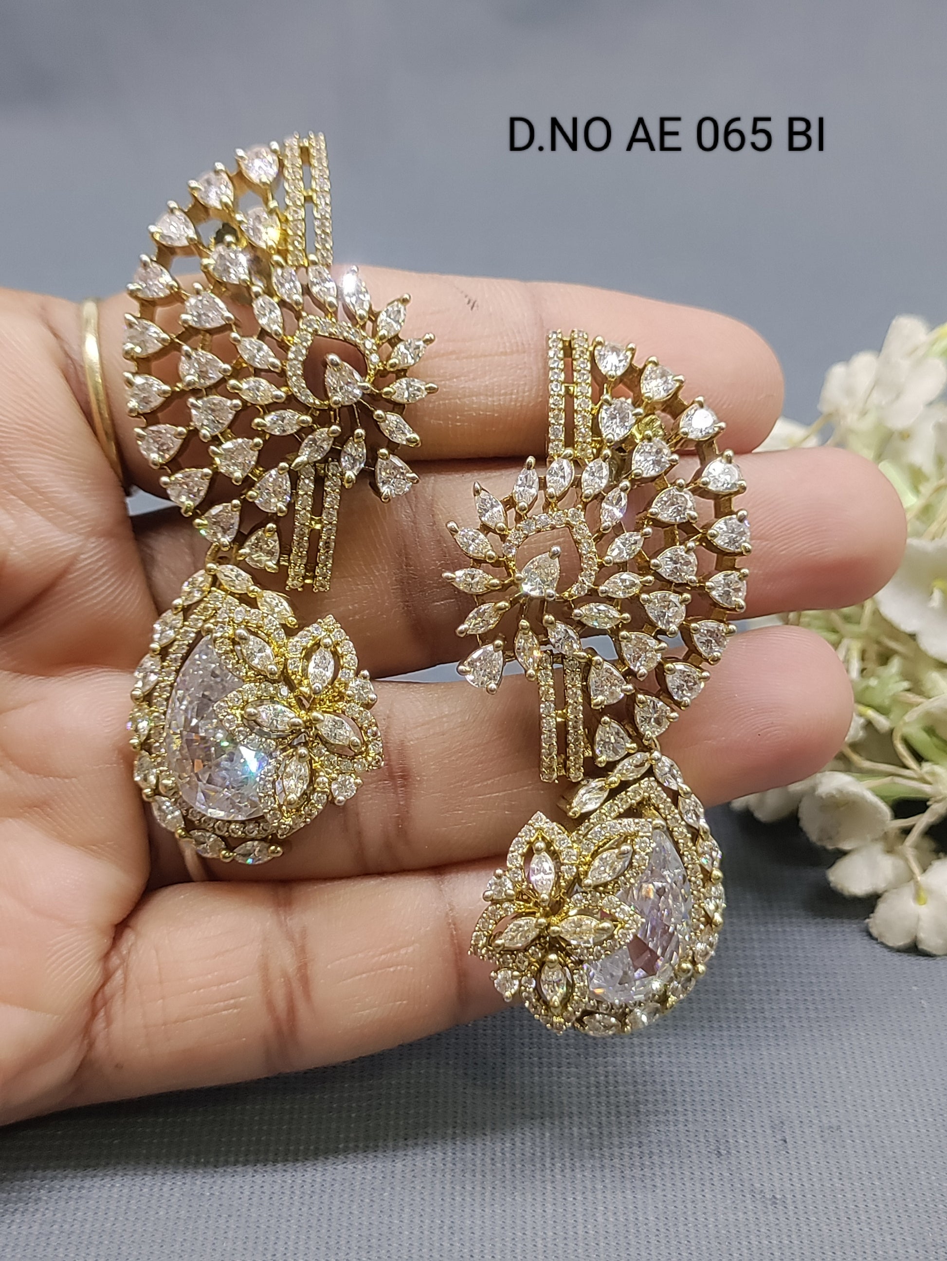 Cz Ad Mehandi Earrings Sku AE 065 BI rchiecreation