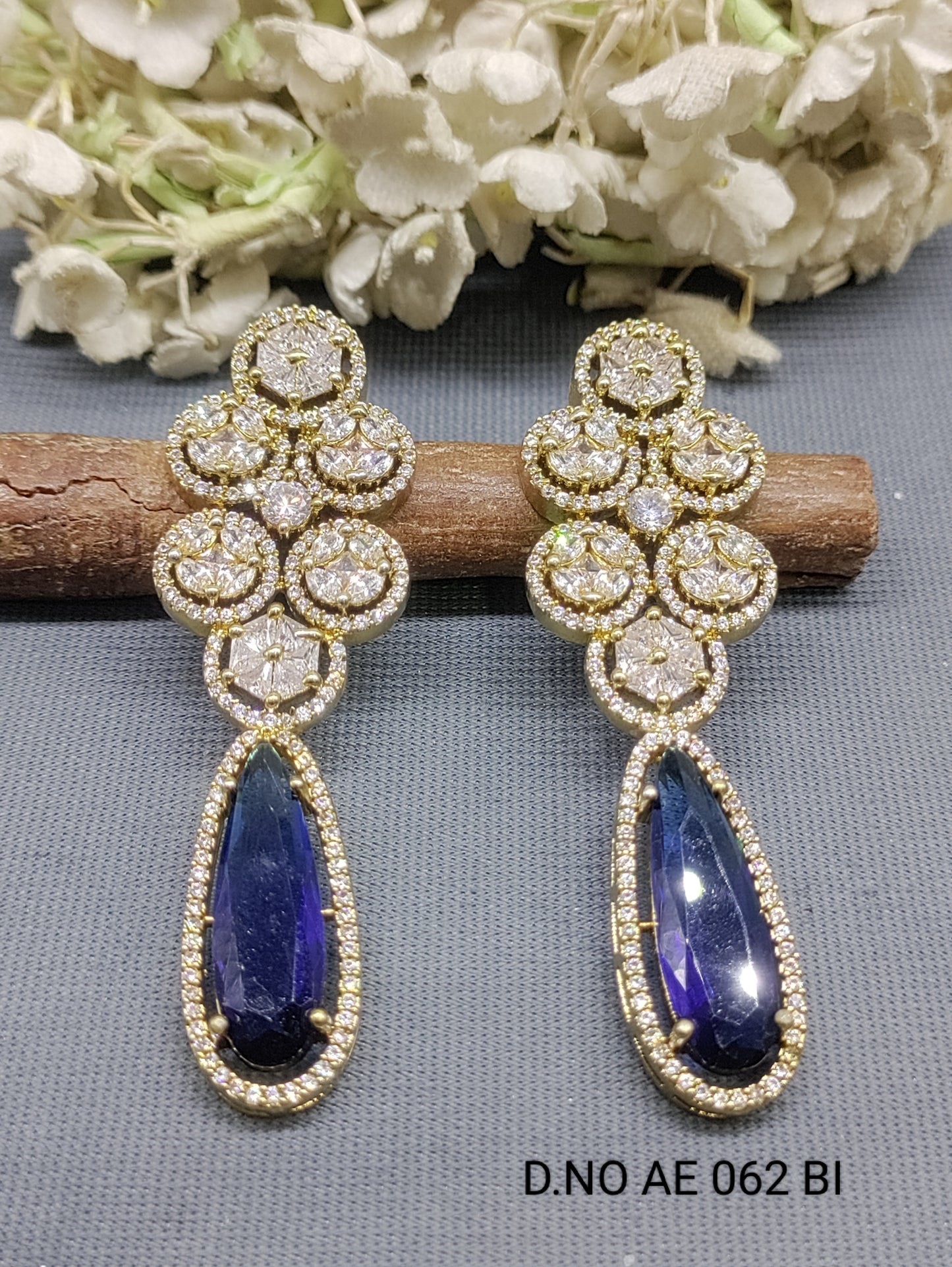 Cz Ad Mehandi Earrings Sku AE 062 BI rchiecreation