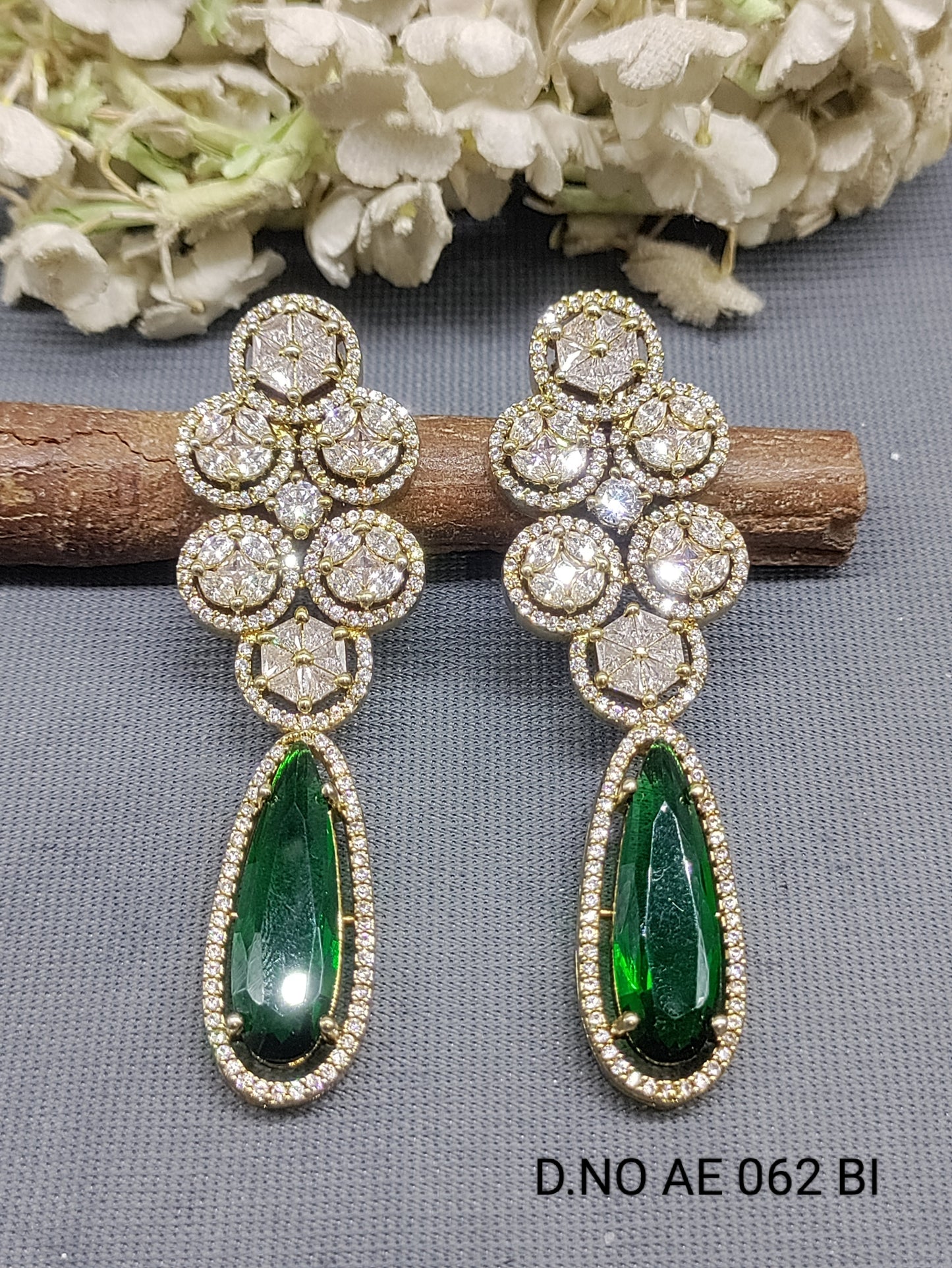 Cz Ad Mehandi Earrings Sku AE 062 BI rchiecreation