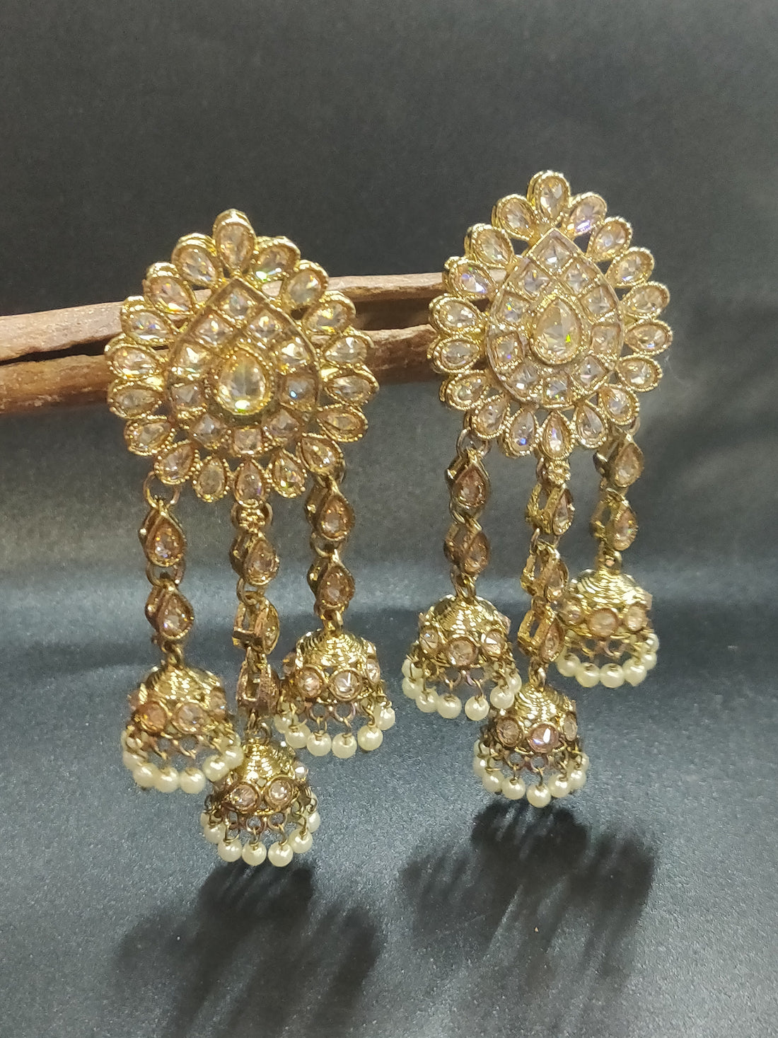 Mehandi Polki Zhumki Earing SKU-2222 rchiecreation