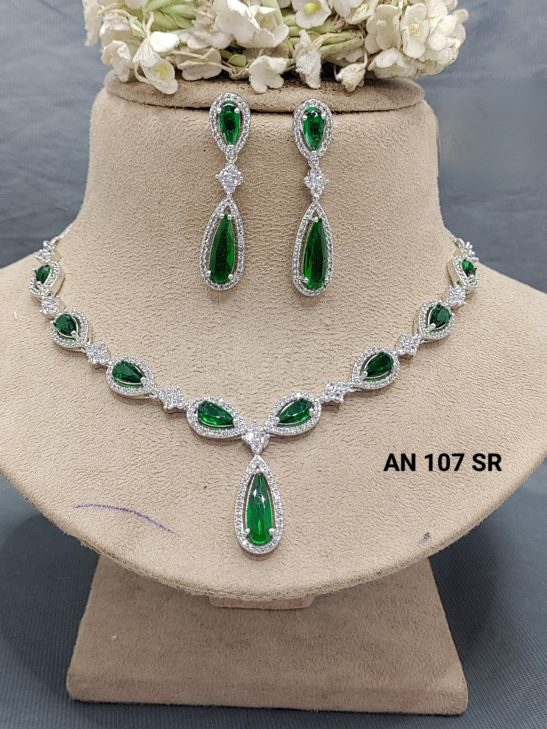 Cz Ad Rodium Necklace Sku AN 107 SR C3 rchiecreation