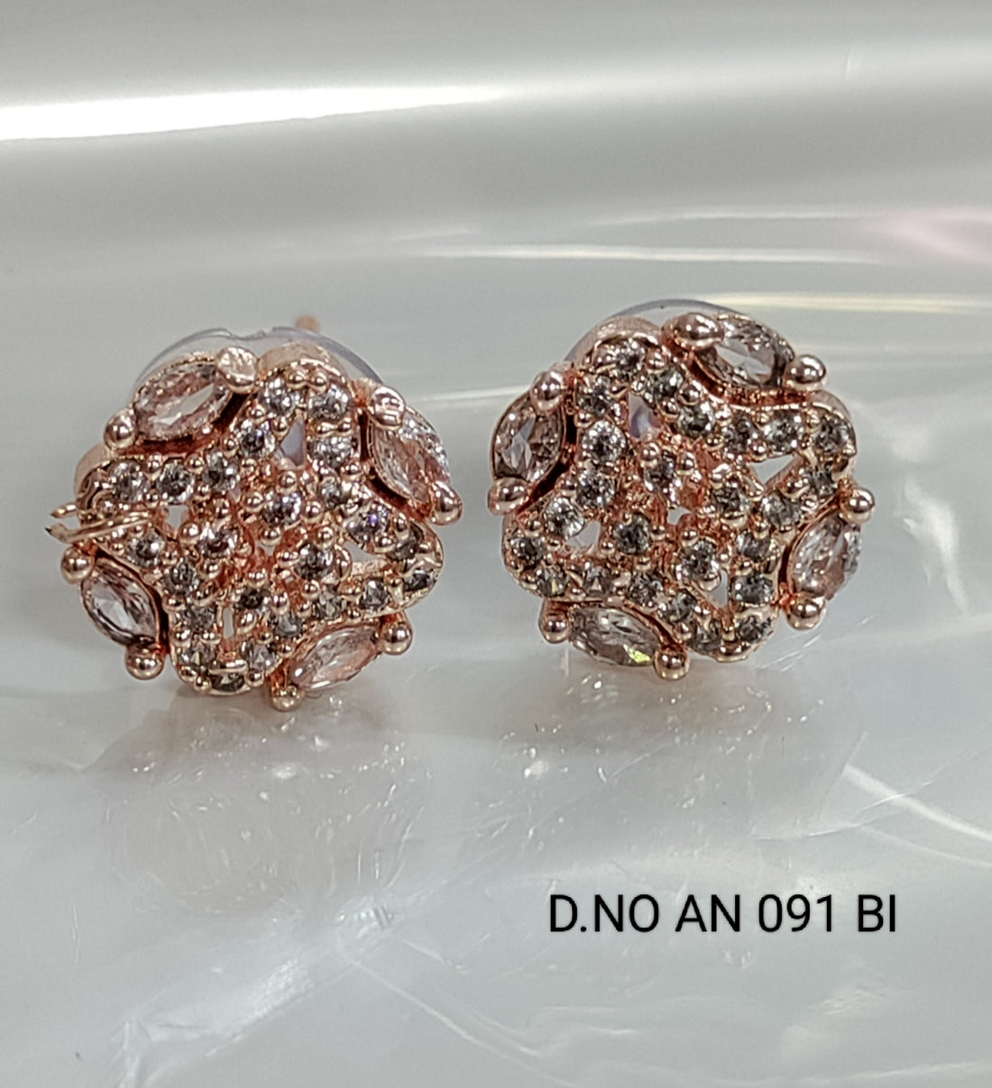 Cz Ad Rose Gold Tops & Stud Earrings Sku AN 091 BI-A rchiecreation