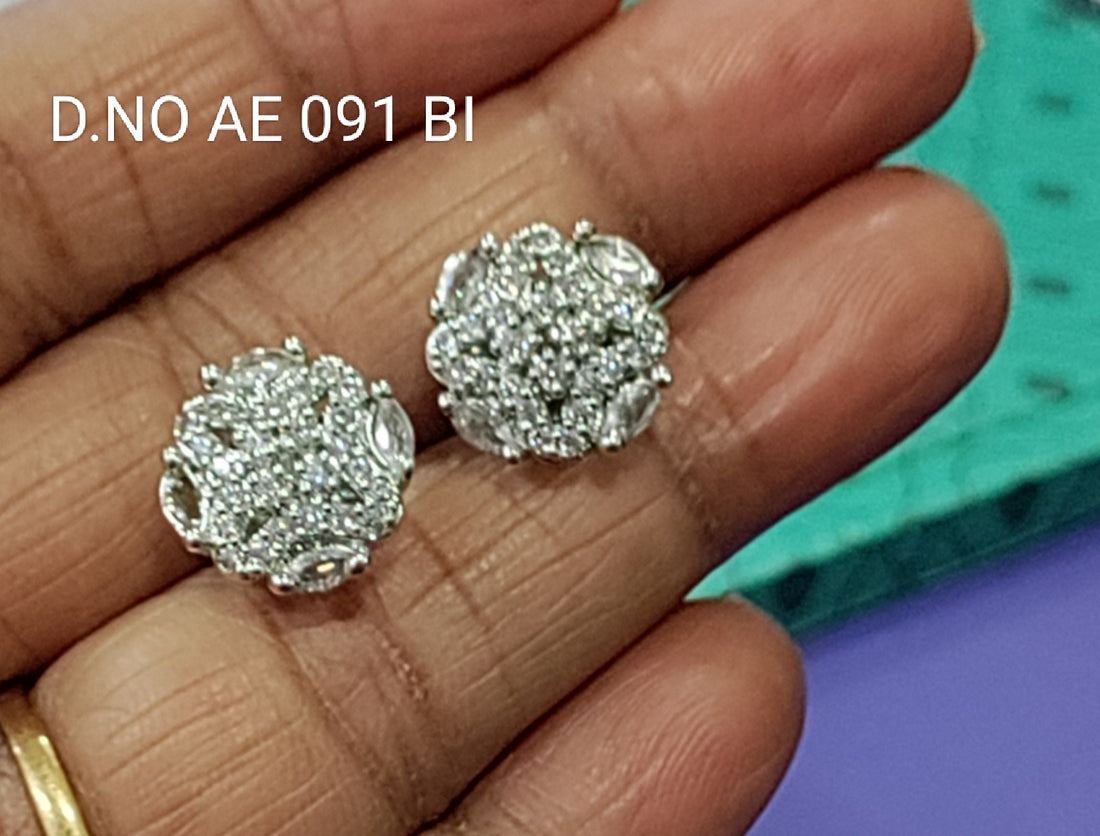 Cz Ad Rodium Tops & Stud Earrings Sku AE 091 BI-A rchiecreation