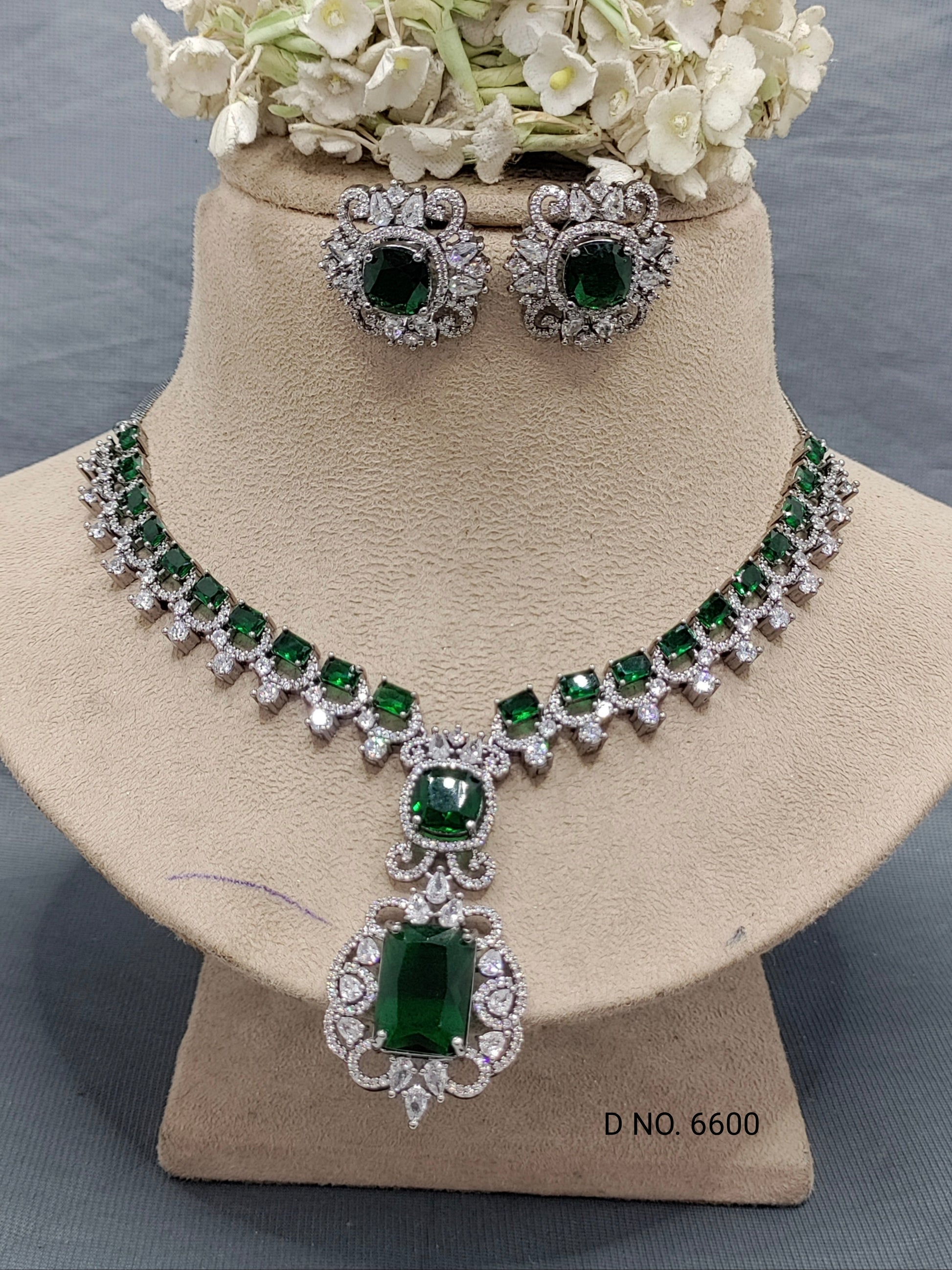 Cz ad Victorian Necklace Set Sku-6600 D5 rchiecreation
