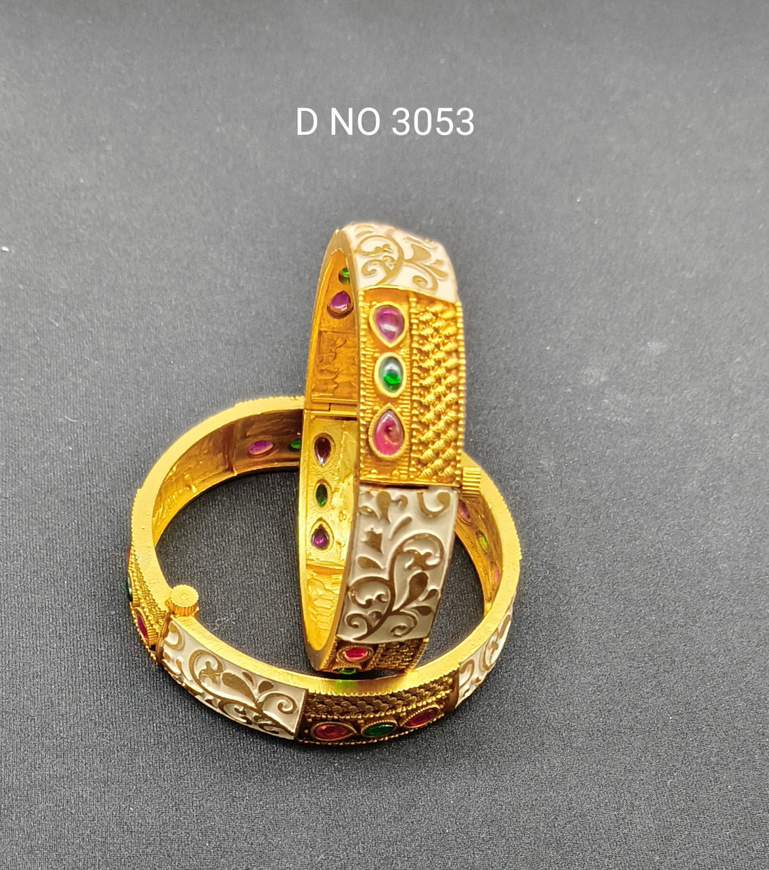 Antique Golden Bangles Sku-3053 D2 rchiecreation