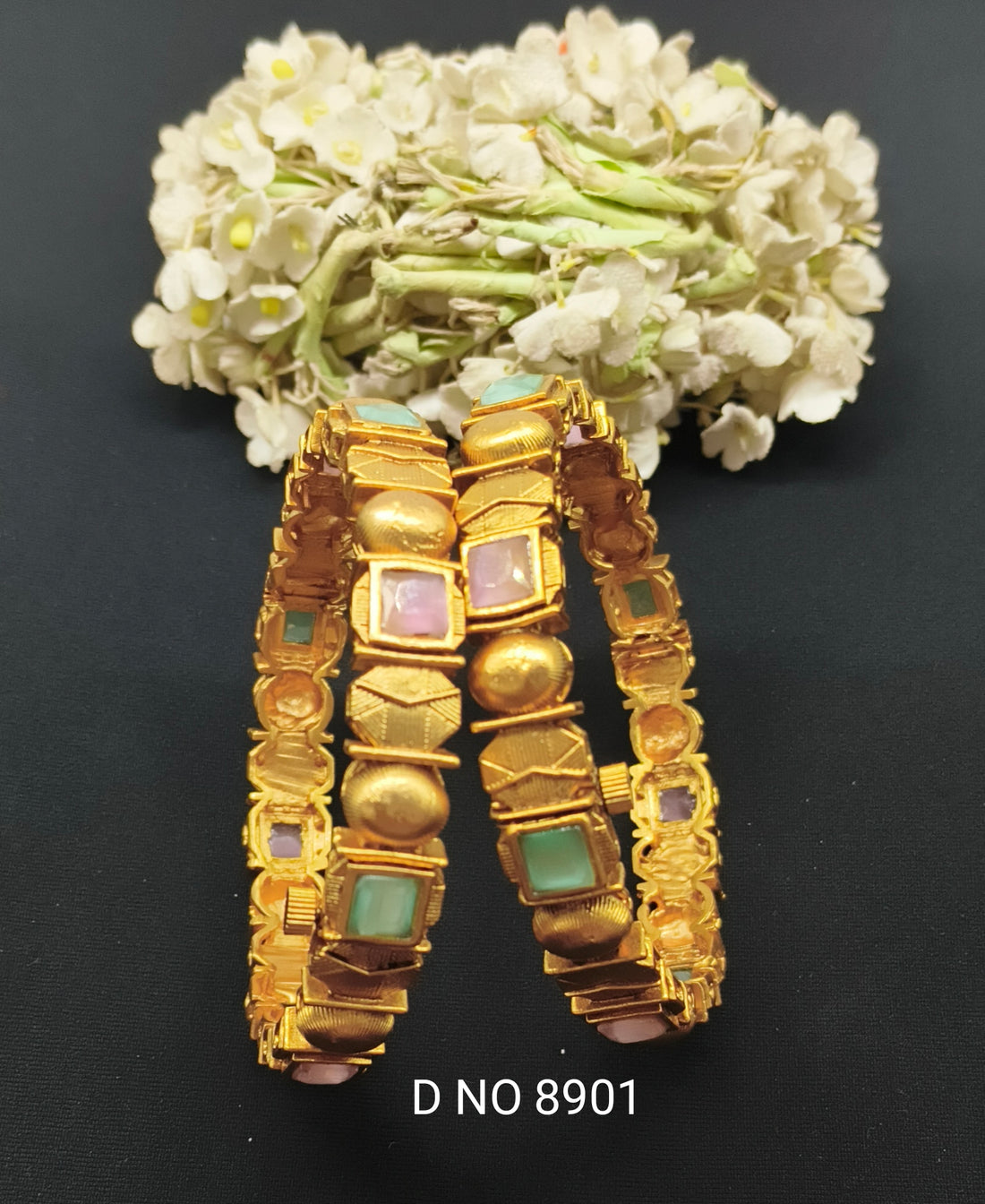 Bangles are traditionally rigid bracelets which are usually made of metal Copper ,Brass or Alloy . These ornament are worn mostly by women in the India or world, it’s real look  

Traditional Antique Golden Plated  bangle Set Girls Women Indian Jewelry rchiecreation