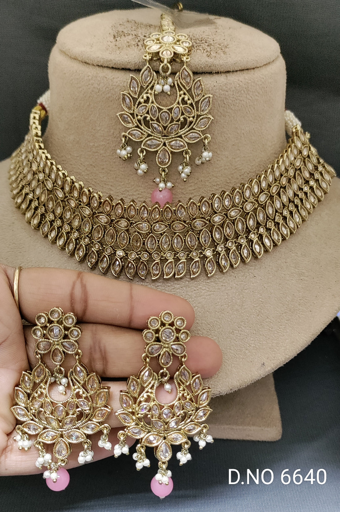Polki Mehandi Necklace Set Sku 6640 B/3