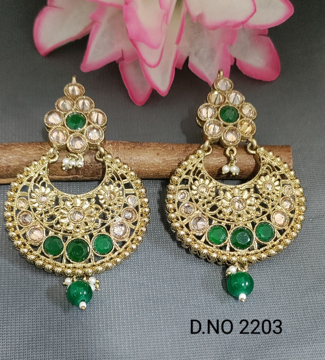 Polki Mehandi Earring Sku 2203-A rchiecreation