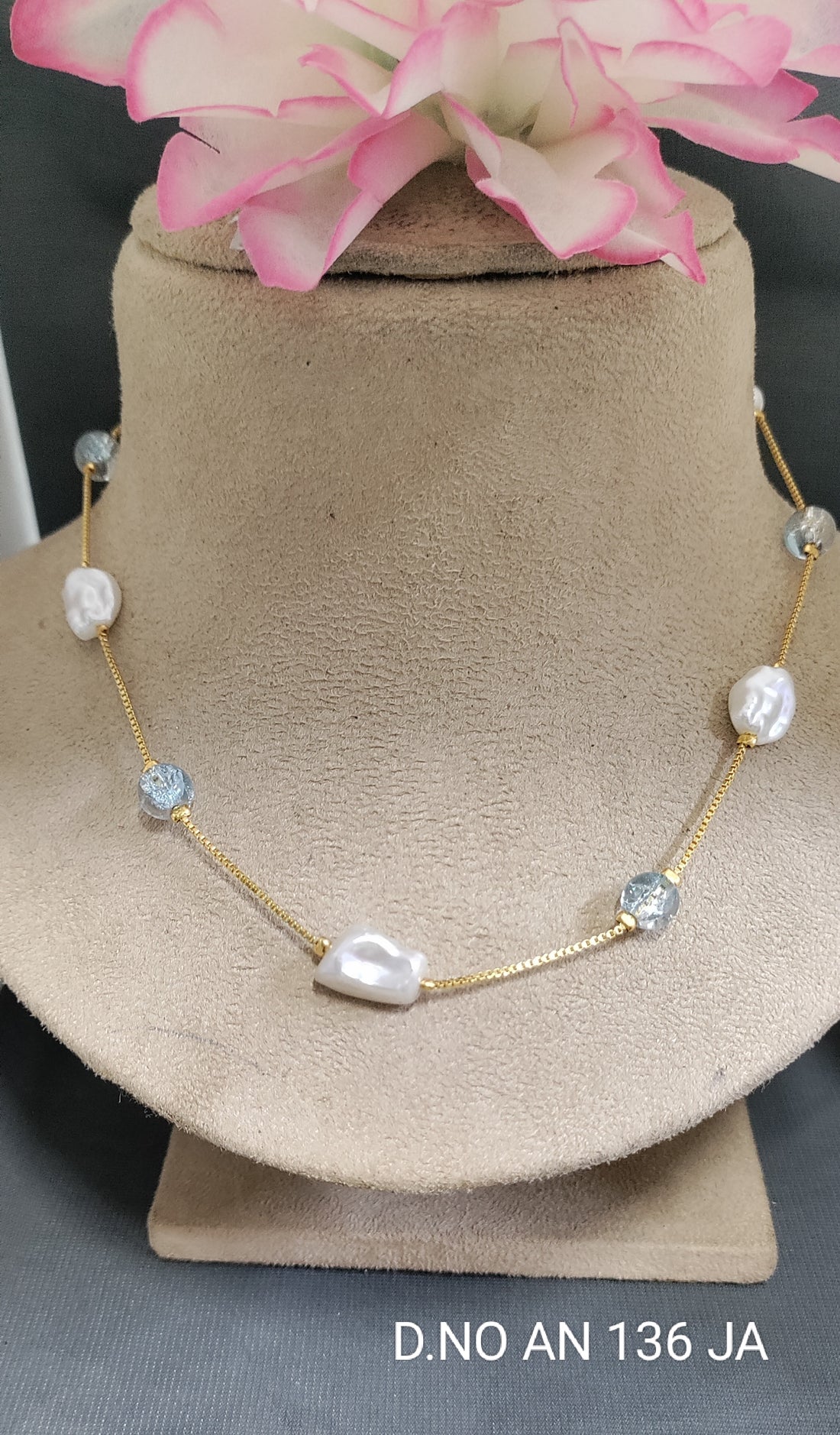 Golden Pearl Mala Chain Set Sku AN 136 JA/C-8