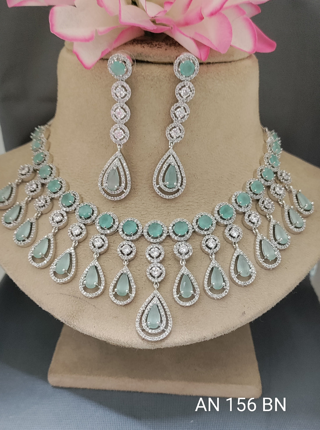 American Diamond Necklace Rodium SKU AN 156 BN /C3