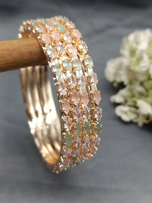 Stone Bangles RoseGold Sku-6069 rchiecreation